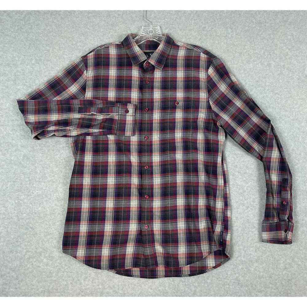 Men's Armani Exchange AX Long Sleeve Casual Dress Shirt Plaid Size M